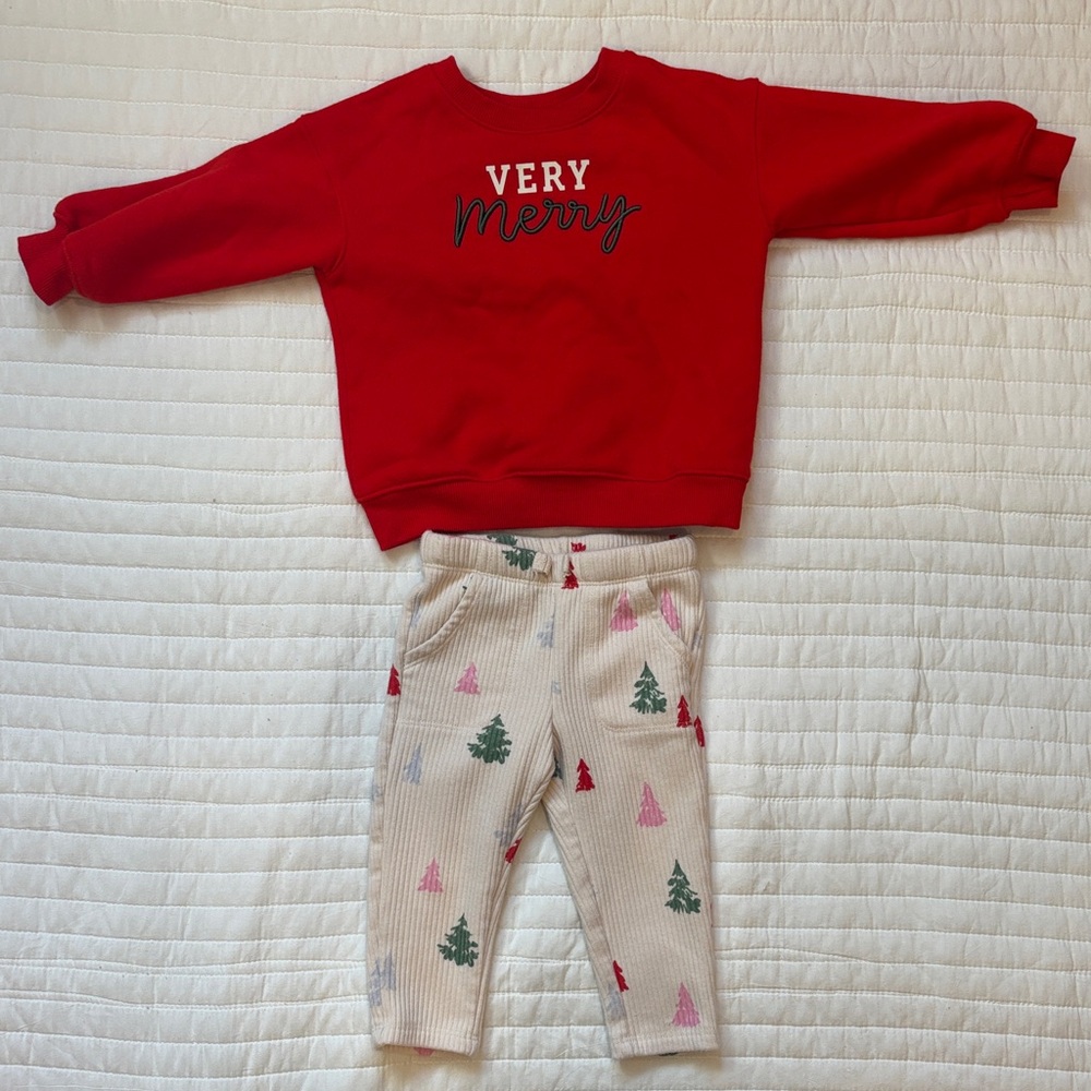 Cat & Jack Fleece Sweatshirt and Ribbed Leggings Set 18M